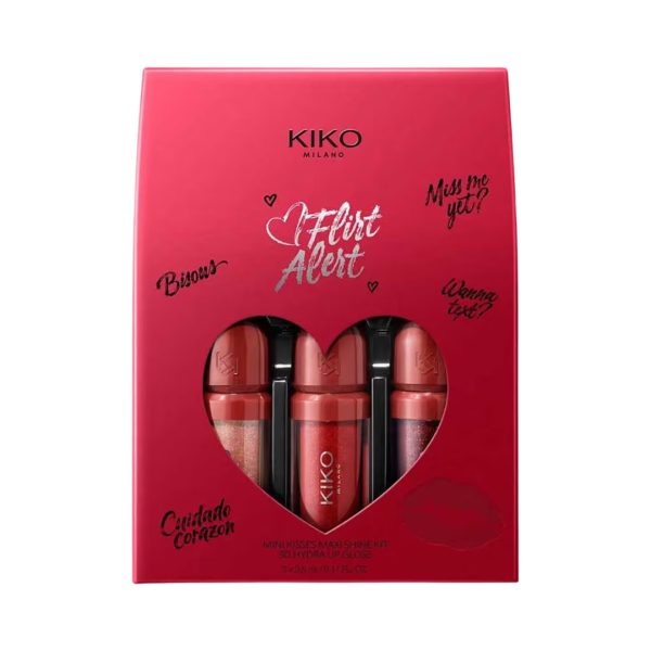 KIKO MILANO FLIRT ALERT MINI KISSES MAXI SHINE KIT 3D HYDRA LIP GLOSS