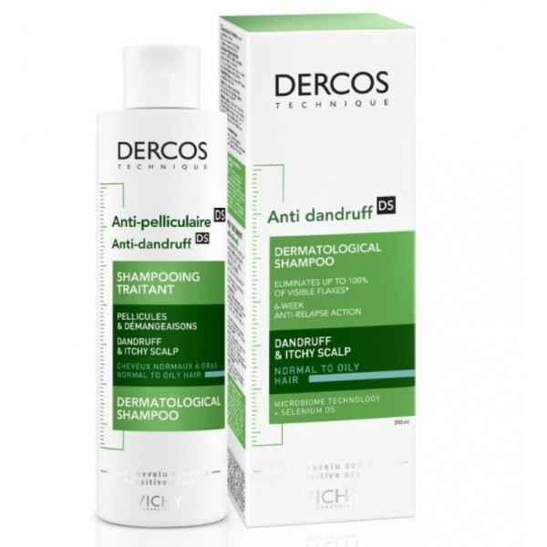 DERCOS VICHY DERMATOLOGICAL SHAMPOO ANTI DANDRUFF NORMAL TO OILY HAIR 200ML