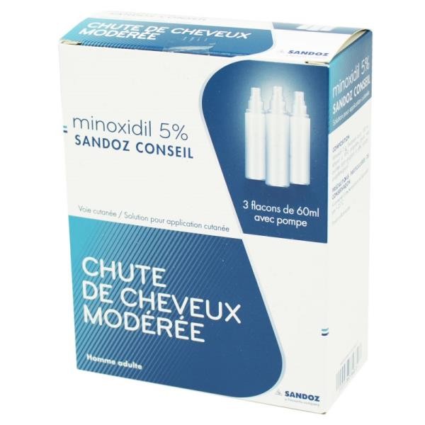 MINOXIDIL 5% SANDOZ CONSEIL CHUTE DE CHEVEUX MODEREE
